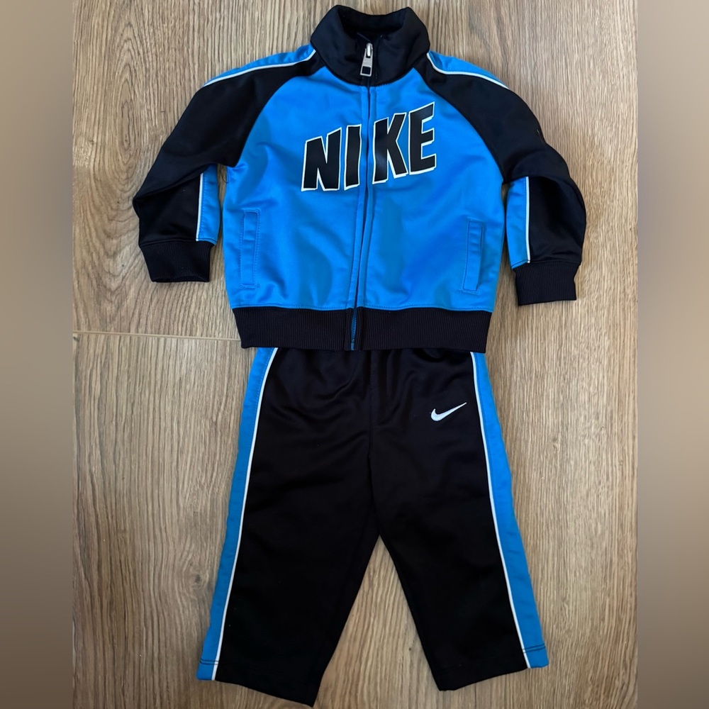 Nike Boys 12 months Blue and Black Tracksuit Set